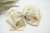 Haarstrik Satijn glitter - Antiek wit 028 – Grote strik – Kerst accessoire - Haarclip - Bows and Flowers