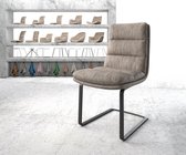 Gestoffeerde-stoel Abelia-Flex sledemodel vlak zwart taupe vintage