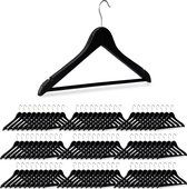 Relaxdays kledinghangers hout - set van 90 - broeklat - kleerhangers zwart - draaibaar