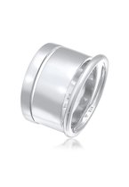 Elli Dames Ring Dames Ring Set van 3 Brede Smalle Basic Minimal in 925 Sterling Zilver Verguld
