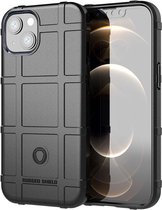 Rugged Shield Hoesje Geschikt voor Apple iPhone 13 - Back Cover Schokbestendig - Flexibel TPU - Verhoogde Randen voor extra Camera Bescherming - Zwart