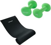 Tunturi - Fitness Set - Neopreen Dumbbellset 2 x 4 kg - Fitnessmat 160 x 60 x 0,7 cm