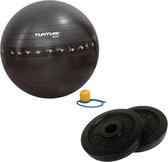 Tunturi - Fitness Set - Halterschijven 2 x 2,5 kg - Gymball Zwart met Anti Burst 55 cm