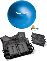 Tunturi - Fitness Set - Gewichtsvest 10 kg - Gymball Blauw 65 cm