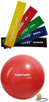 Tunturi - Fitness Set - Weerstandsbanden 5 stuks - Gymball Rood 55 cm