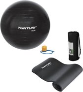 Tunturi - Fitness Set - Fitnessmat 180 x 60 x 1,5 cm - Gymball Zwart 75 cm