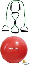 Tunturi - Fitness Set - Tubing Set Groen - Gymball Rood 65 cm