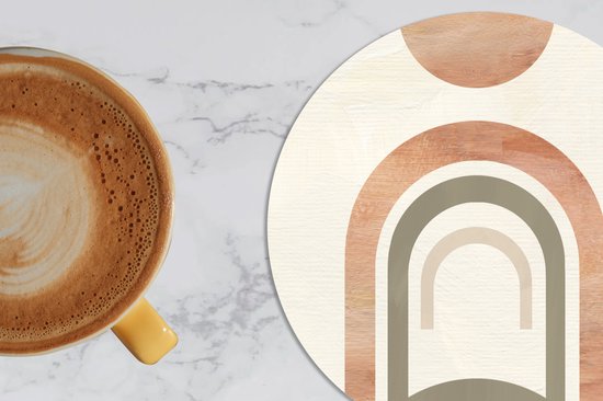 Sous-verres pour verres - Rond - Design - Rose - Abstrait - 10x10 cm - Sous-verres en verre - 6 pièces