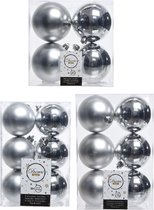 Kerstversiering kunststof kerstballen zilver 6-8-10 cm pakket van 44x stuks - Kerstboomversiering