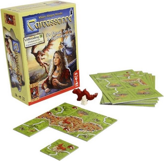 Thumbnail van een extra afbeelding van het spel Spellenbundel - 3 Stuks - Carcassonne Draak, Fee&Jonkvrouw & Jagers&Verzamelaars & Bruggen, Burchten&Bazaars