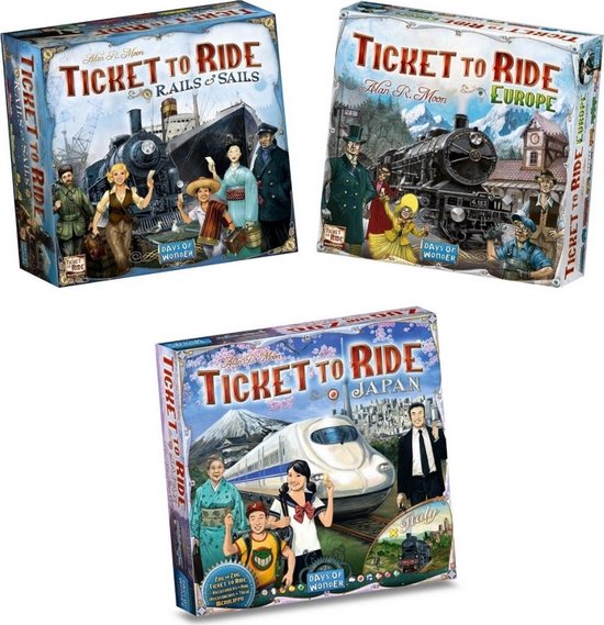 Spellenbundel Ticket to Ride 3 Stuks Basisspellen Rails and Sails