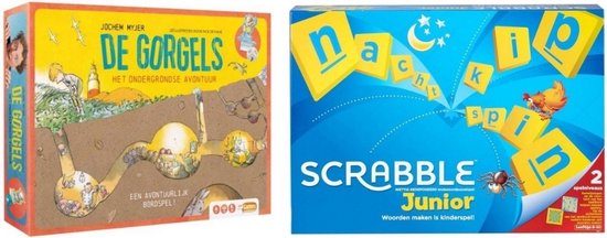Afbeelding van het spel Spellenbundel - 2 Stuks - De Gorgels spel het ondergrondse avontuur & Mattel Scrabble Junior