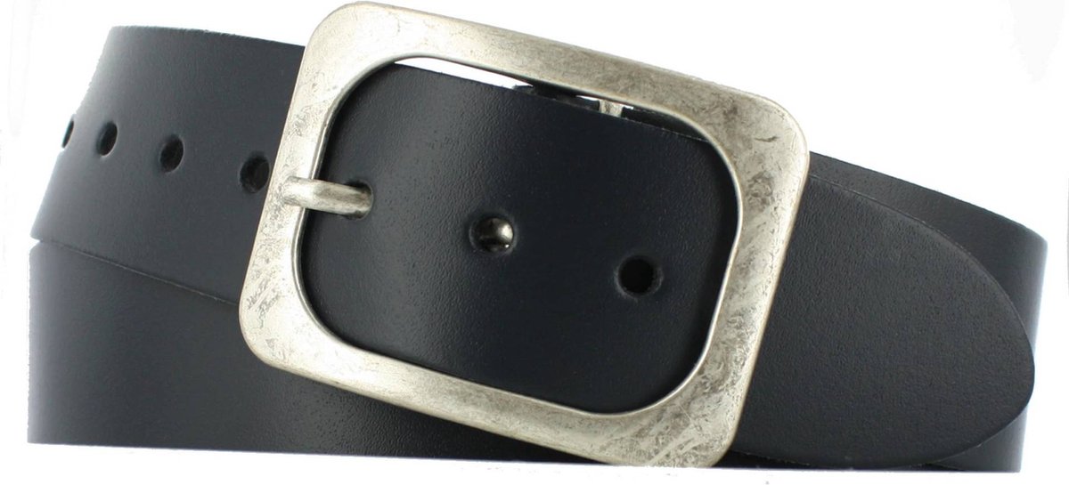 Leren Heren/Dames Riem | 5cm breed | Riemmaat: 95cm (totale lengte: 110cm) | 100% echt leer | Kleur: navy | Nikkelvrije gesp | Cadeau Heren