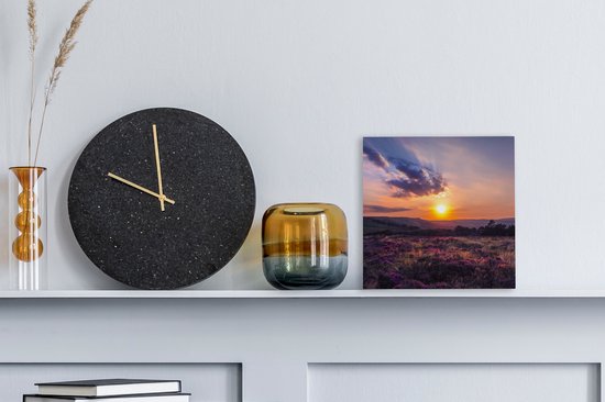 Tableau sur toile Coucher de soleil sur la lande - 20x20 cm - Décoration murale