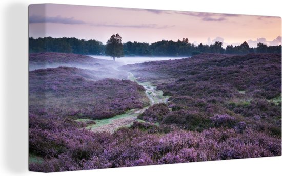 Tableau sur toile Brume dans la bruyère - 40x20 cm - Décoration murale