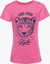 TwoDay meisjes T-shirt met tijgerkop - Roze - Maat 170