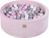 Ronde ballenbak VELVET 90x30 - Poeder Roze incl 200 ballen - Pastel Roze, Grijs, Wit | Ballenbakje.nl