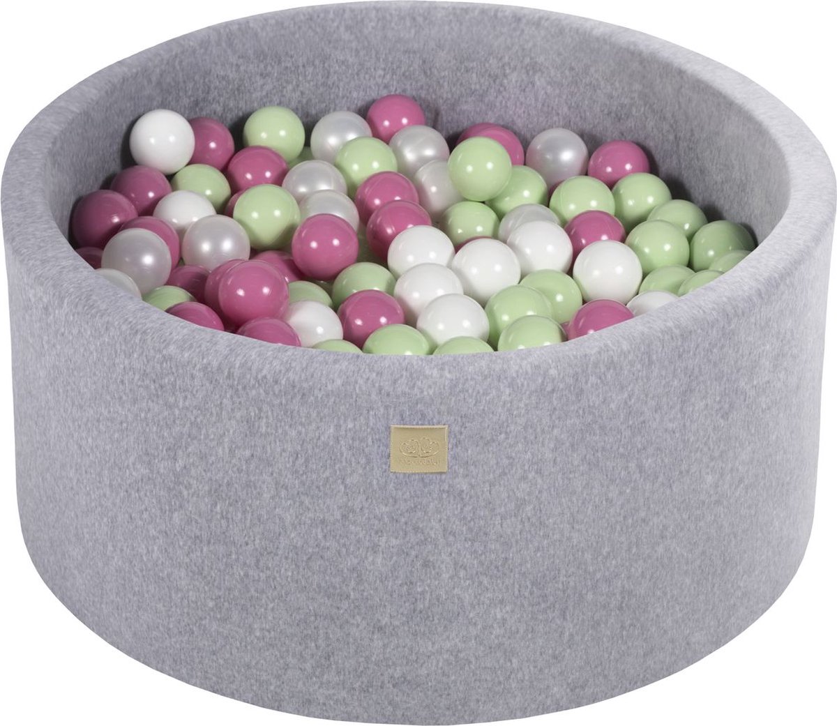 Ballenbak VELVET Licht Grijs - 90x40 incl. 300 ballen - Licht Roze, Licht Groen, Parel Wit, Wit