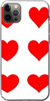 Geschikt voor iPhone 13 Pro Max hoesje - Een illustratie met negen rode hartjes - Siliconen Telefoonhoesje