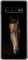 Geschikt voor Samsung Galaxy S10 hoesje - Paarden - Dieren - Bruin - Siliconen Telefoonhoesje
