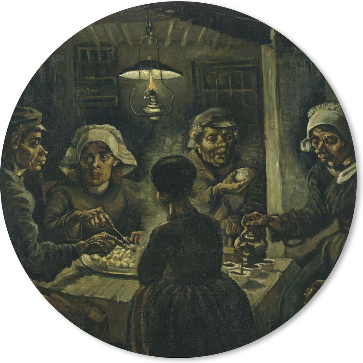 Muismat rond 30x30 cm - Mousepad De Aardappeleters - Vincent van Gogh - Ronde muismatten