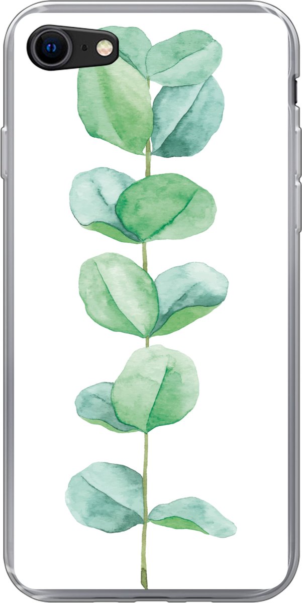 Telefoonhoesje Geschikt voor iPhone 7 hoesje - Waterverf - Eucalyptus - Plant - Siliconen Telefoonhoesje Telefoonhoesje