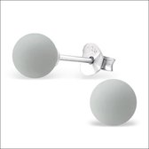 Aramat jewels ® - Zilveren pareloorbellen mat licht grijs 925 zilver 6mm