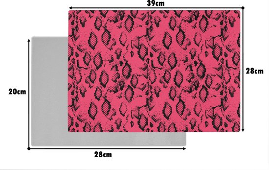 Planche à Découper en Verres - 39x28 - Imprimé Serpent - Rose - Zwart - Glas à Planches à découper