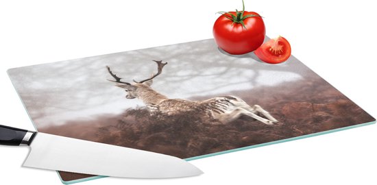 Planche à découper en Verres - 39x28 - Cerf - Nature - Brouillard - Planches à découper en Glas