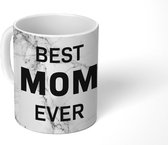 Mok - Koffiemok - Spreuken - Quotes Best Mom Ever - Marmer - Moederdag - Mam - zwart wit - Mokken - 350 ML - Beker - Koffiemokken - Theemok - Mok met tekst