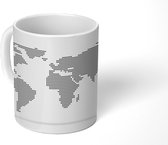 Mok - Minimalistische wereldkaart van stippen - zwart wit - 350 ML - Beker