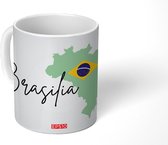 Mok - tekening van Brasilia met een kaart - 350 ML - Beker