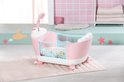 Roze babybadje met transparante badrand met zeedieren en witte schaapjesvoetjes.