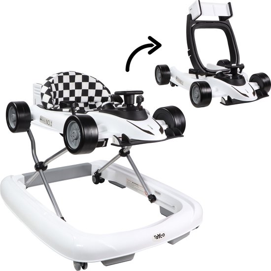 Tryco F1 Racer Loopstoel 2in1 Loopstoel en Loopwagen Wit Met Geluid