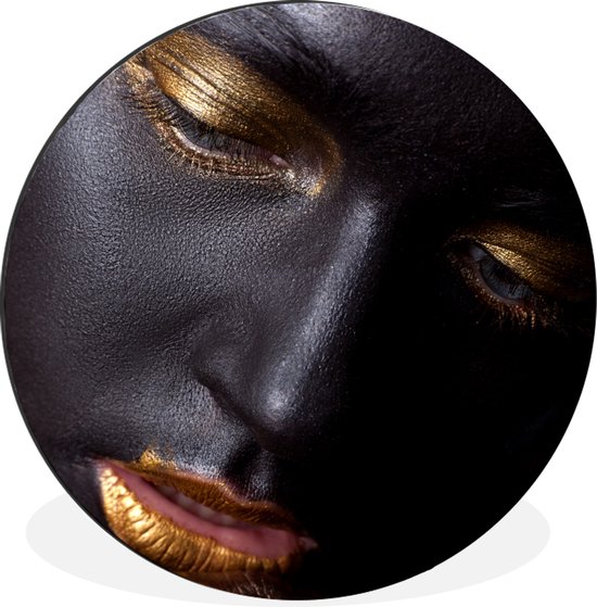 Femme noire aux éléments dorés Cercle mural aluminium ⌀ 90 cm - impression photo sur cercle mural / cercle vivant / cercle de jardin (décoration murale)