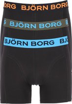 Björn Borg boxershorts Core (3-pack) - heren boxers normale lengte - zwart met gekleurde tailleband -  Maat: L