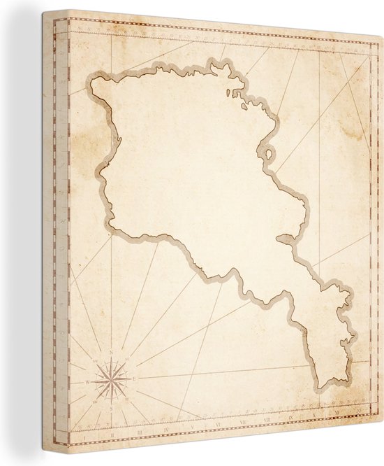Canvas Schilderij Een illustratie van een antieke kaart van Armenië - 20x20 cm - Wanddecoratie