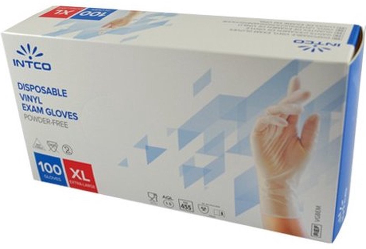 Goedkoopste Intco wegwerphandschoenen vinyl maat XL transparant poedervrij huishoudhandschoen doos 100 stuks