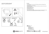Specilights 30W LED Bouwlamp met Sensor Zwart IP65 - 4000K - Ingebouwde IP68 connector