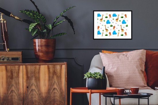 Cadre photo avec poster - Lion - Design - Animaux - Enfant - 40x30 cm - Cadre poster