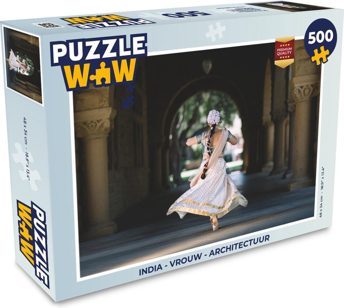 Afbeelding van product PuzzleWow  Puzzel India - Vrouw - Architectuur - Legpuzzel - Puzzel 500 stukjes