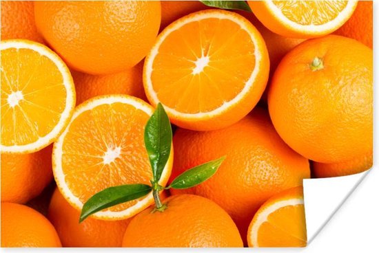 Poster Fruit - Sinaasappel - Bladeren