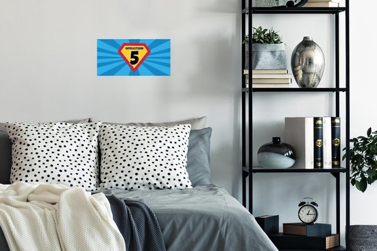 Poster Anniversaire - 5 ans - Super-héros - Blauw - 40x20 cm