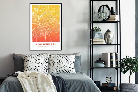 Cadre photo avec affiche - Plan de la ville - Roosendaal - Jaune - 80x120 cm - Cadre pour affiche