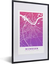 Fotolijst incl. Poster - Stadskaart - Nijmegen - Paars - 40x60 cm - Posterlijst - Plattegrond