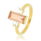 My Bendel - Gouden ring met grote roze steen - Gouden My Bendel ring met grote roze steen en fijne zirkonia stenen - Met luxe cadeauverpakking