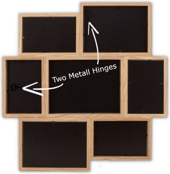 HAES DECO - Cadre Multi photo en bois / Galerie Fevik aux couleurs marron et blanc pour 4 photos 10x15, 2 photos 13x18 et 1 photo 15x20 (format 46x47,5) - MP127