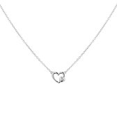 The Jewelry Collection Zirkonia Hart Ketting - 925 zilver - lengte 45cm