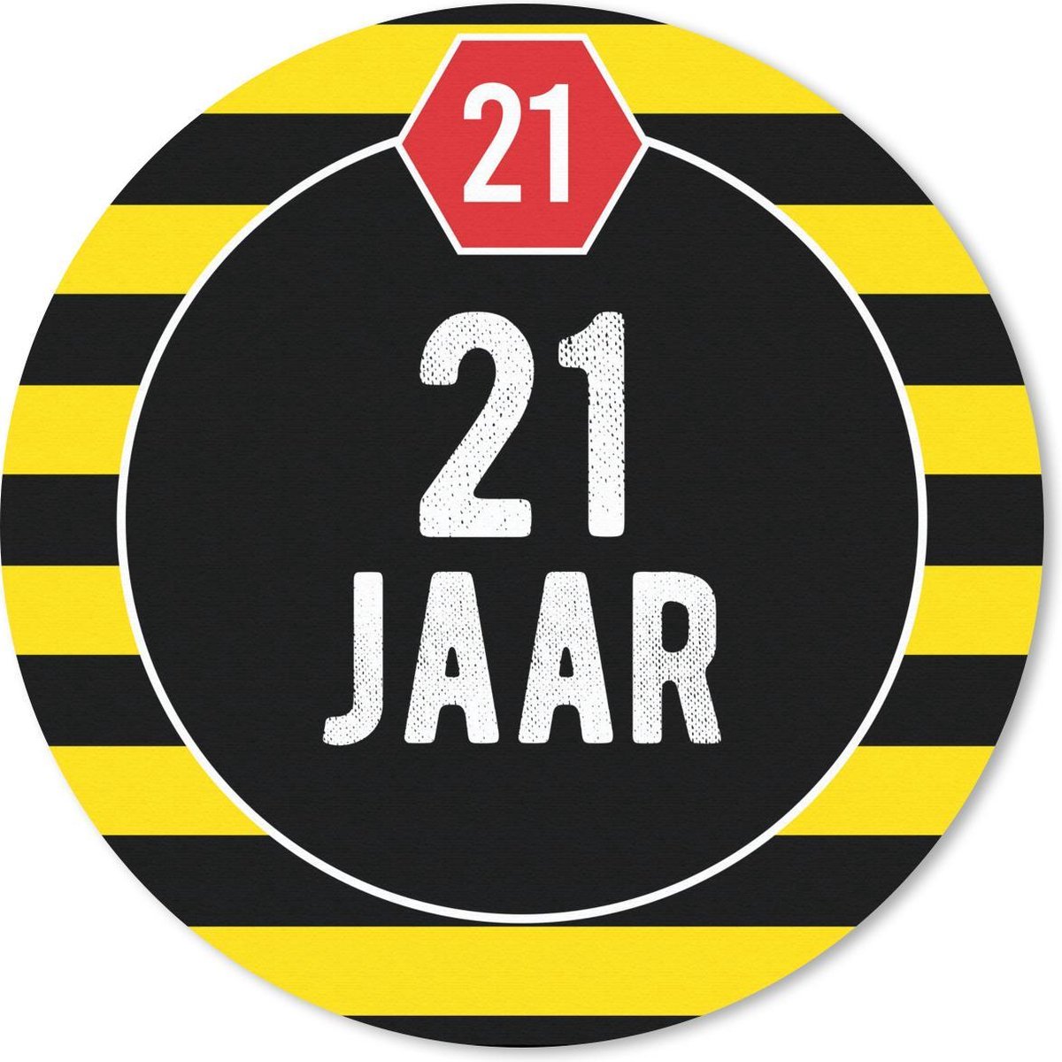Muismat rond 30x30 cm - Mousepad Feest - 21 jaar - Decoratie - Ronde muismatten
