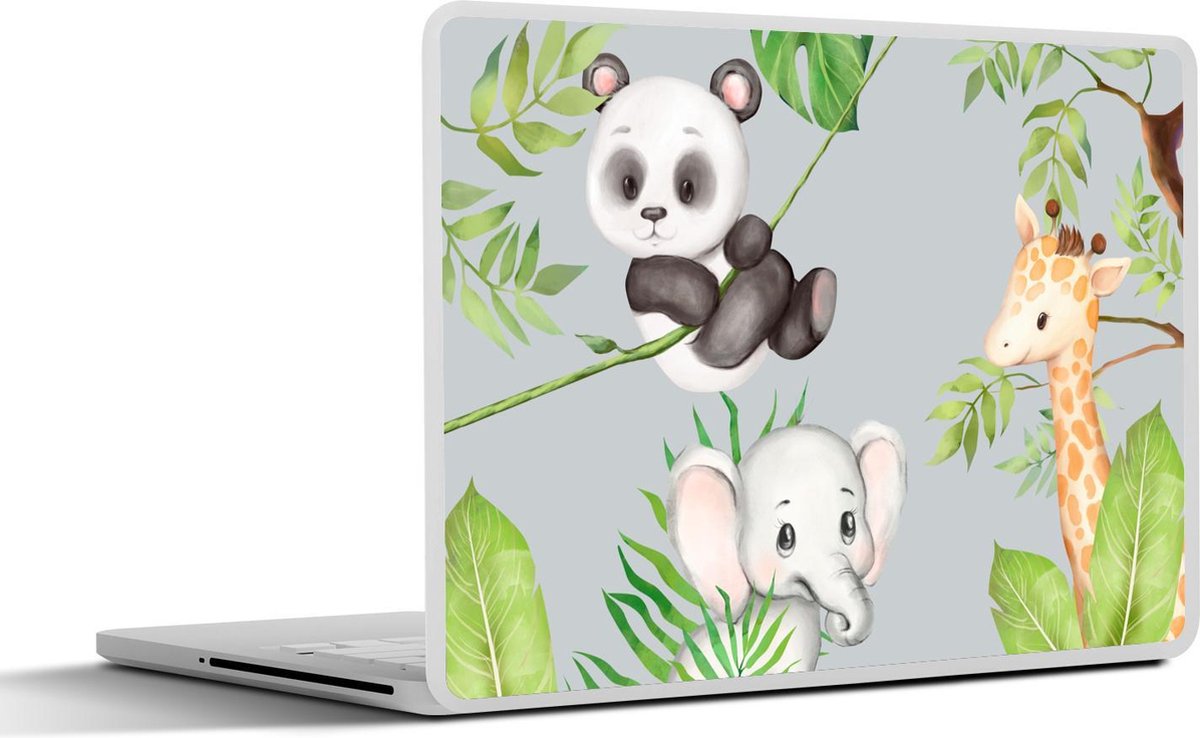 Laptop sticker - 10.1 inch - Jungle - Bladeren - Dieren - 25x18cm - Laptopstickers - Laptop skin - Cover